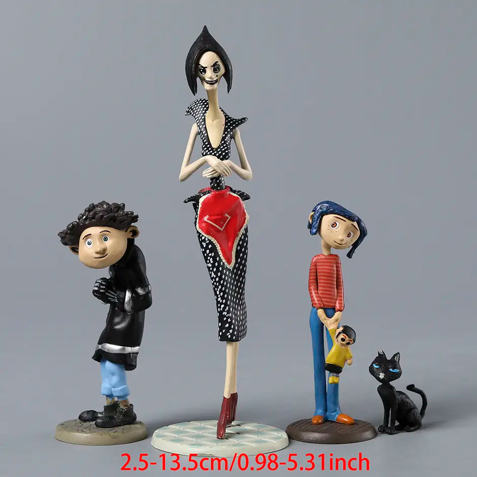 Action-Figures Coraline, Wybie, Outra Mãe & Gato (2.5-13cm)