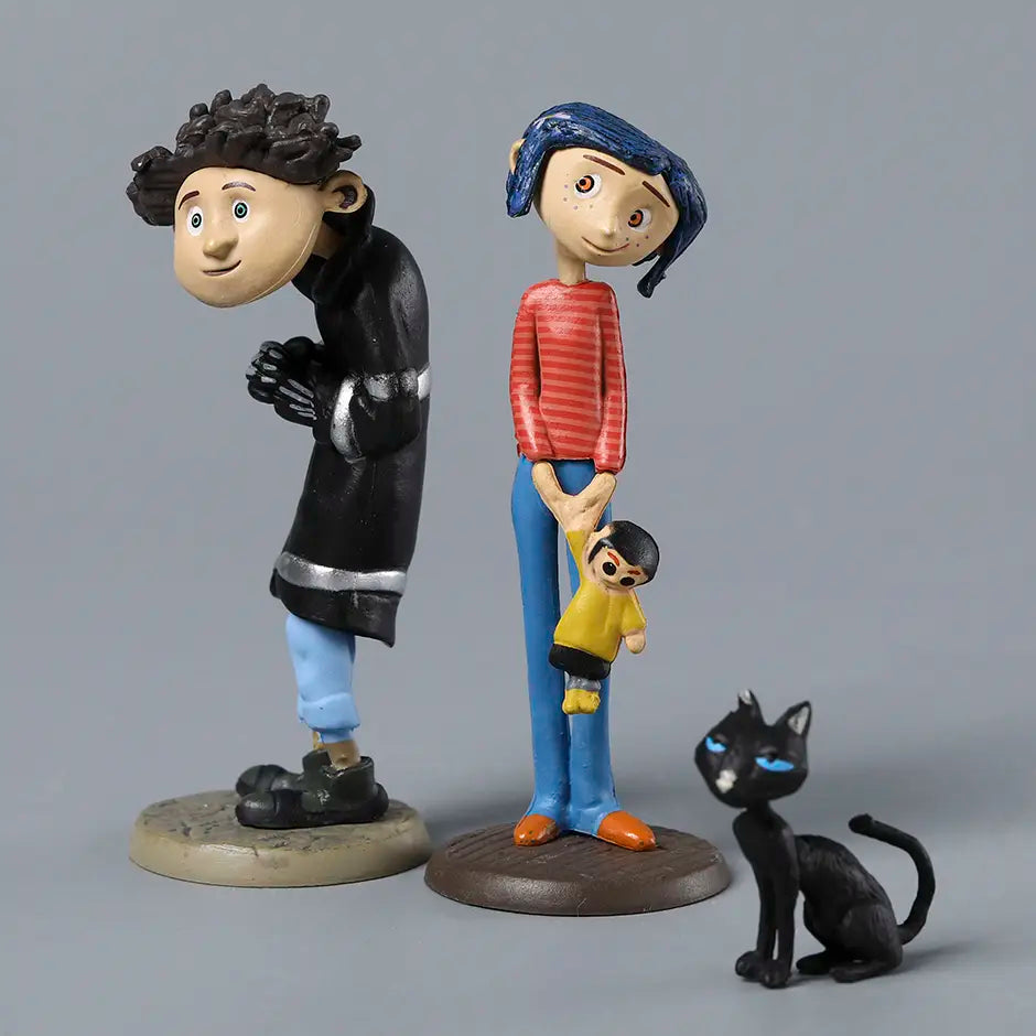 Action-Figures Coraline, Wybie, Outra Mãe & Gato (2.5-13cm)