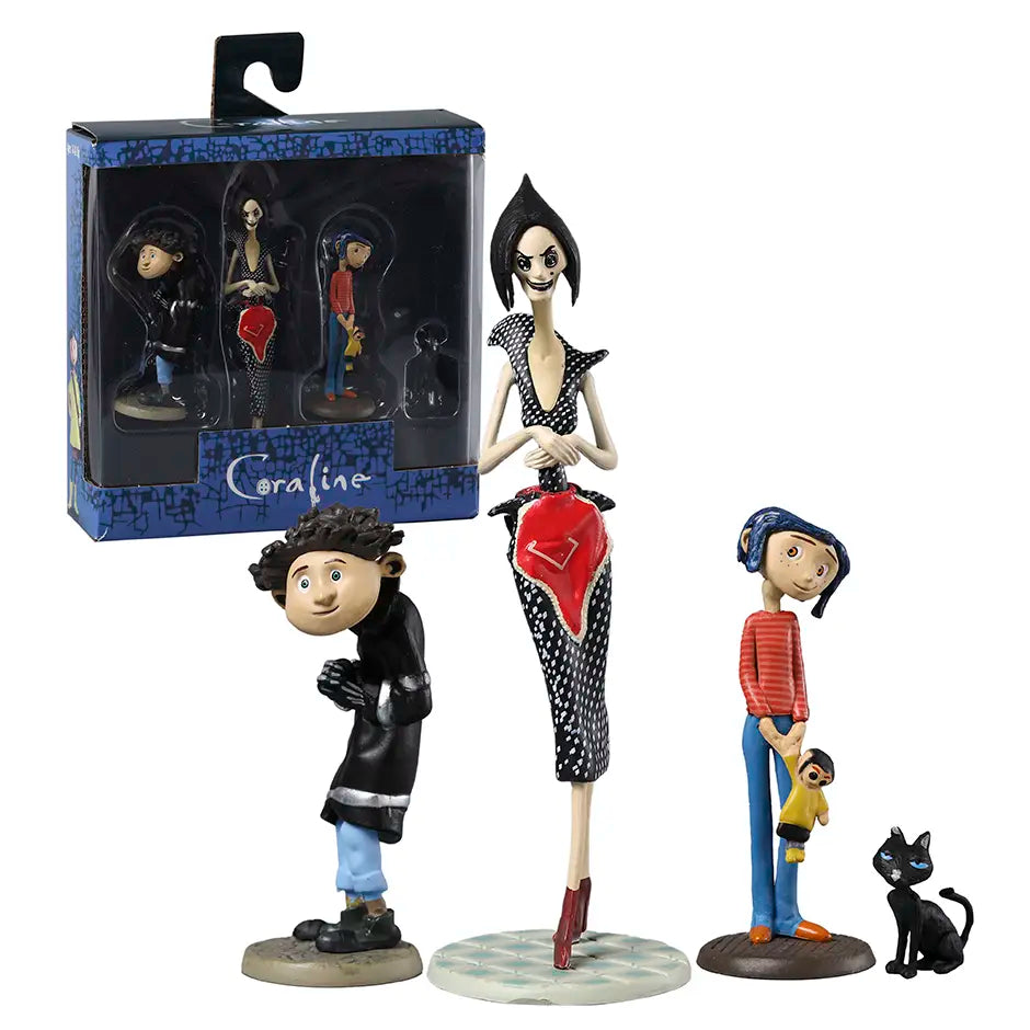 Action-Figures Coraline, Wybie, Outra Mãe & Gato (2.5-13cm)