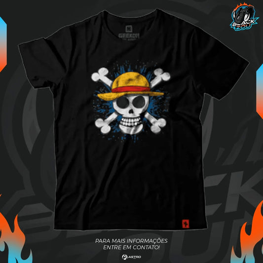 Camiseta Bandeira Chapéus de Palha de One Piece