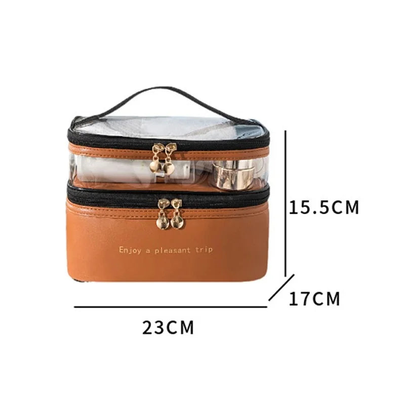 Bolsa de Cosméticos Impermeável de Camada Dupla