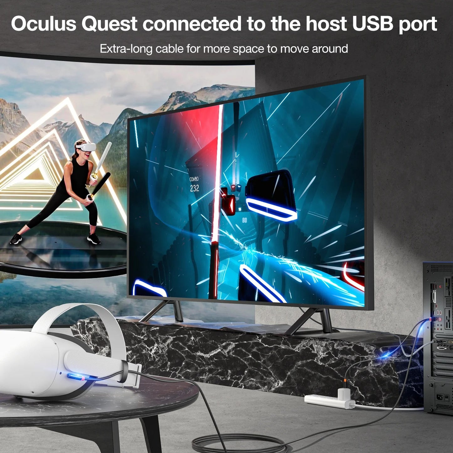 Quest, PICO and PSVR USB-C cable (5m)