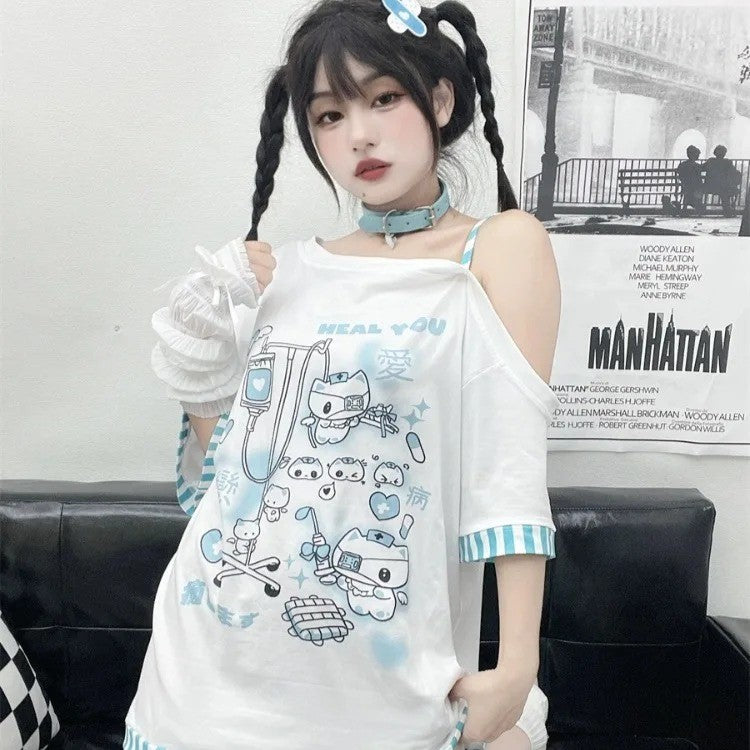 Camisa de dibujos animados Harajuku