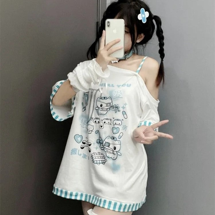 Camisa de dibujos animados Harajuku