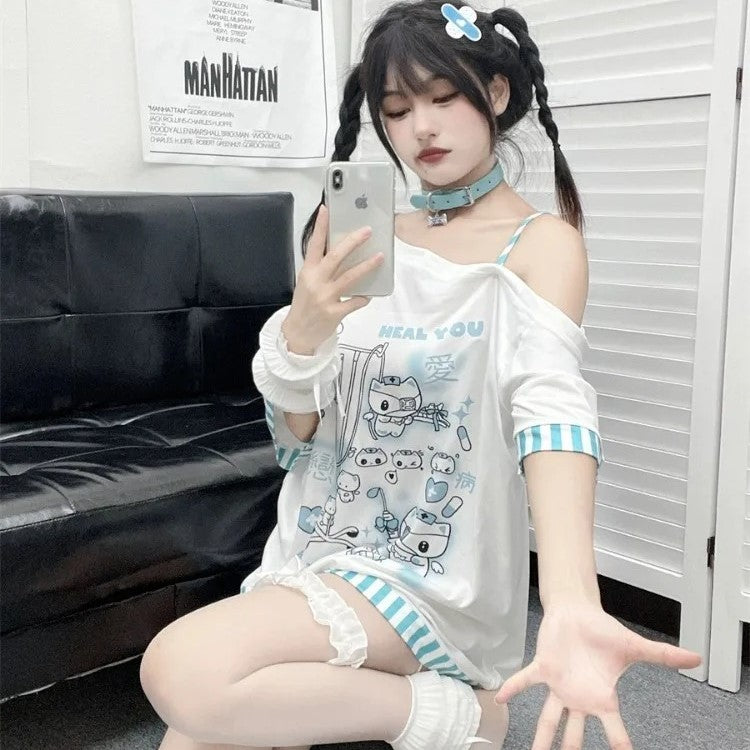 Camisa de dibujos animados Harajuku