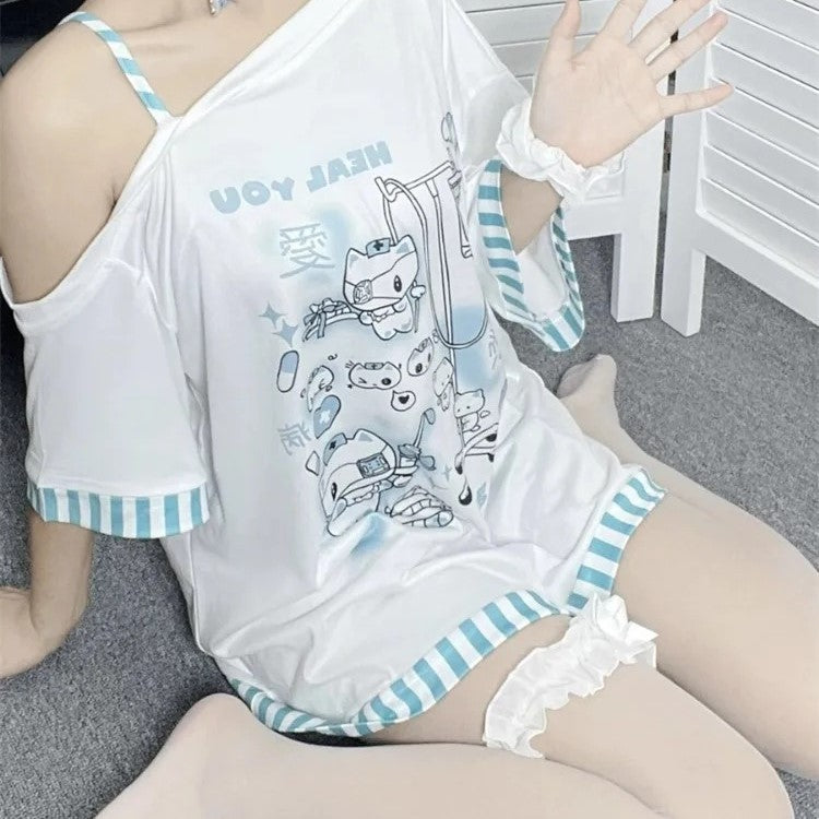Camisa de dibujos animados Harajuku