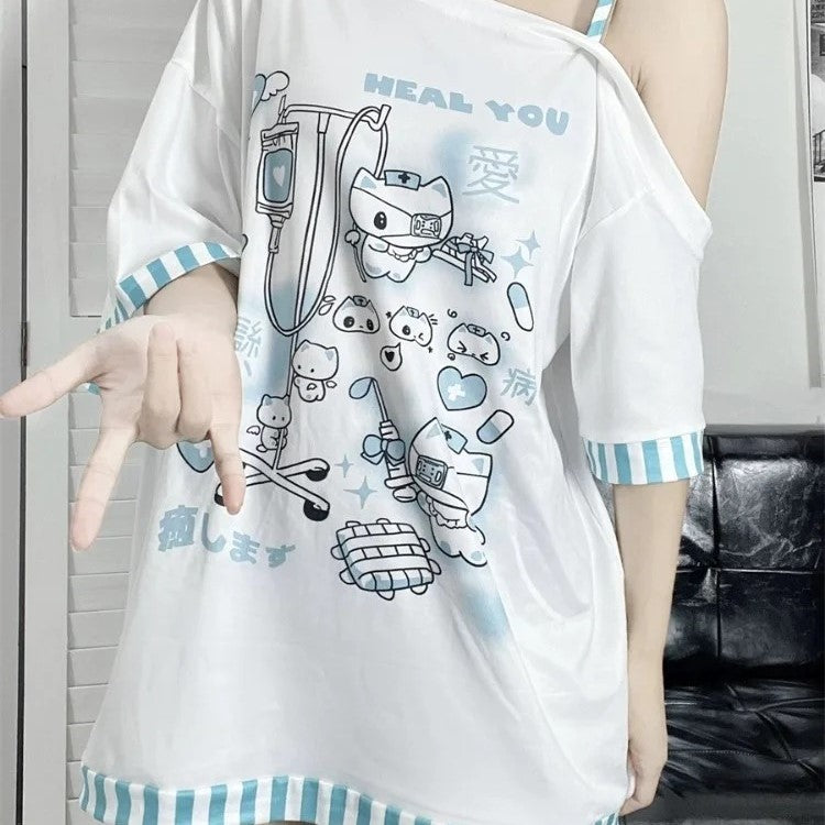 Camisa de dibujos animados Harajuku