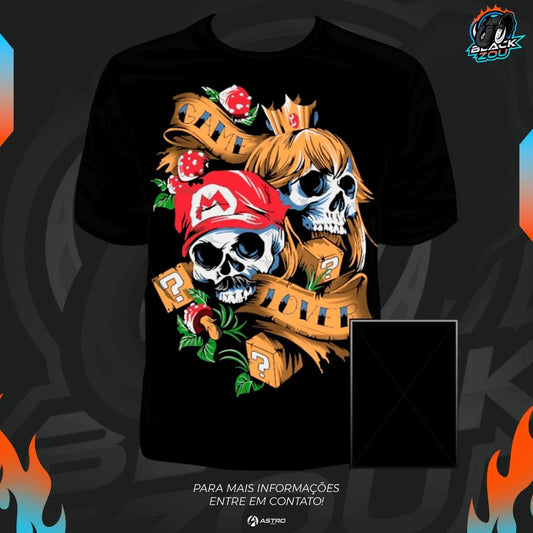 Camiseta Mario e Peach - Caveira