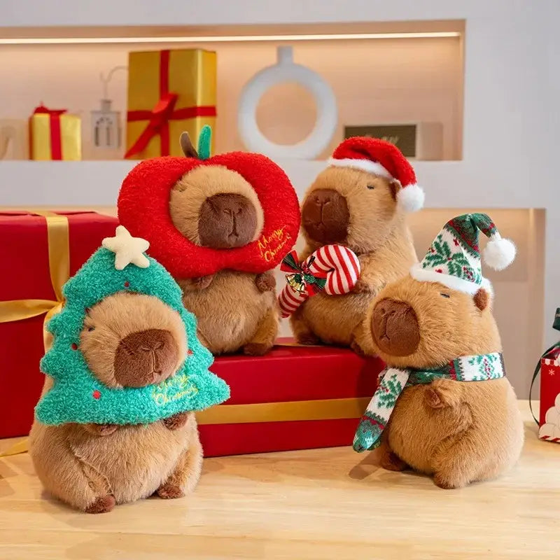 Peluche de carpincho navideño de 25 cm