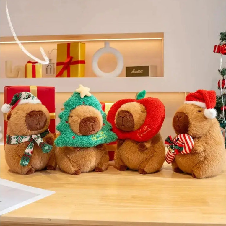 Peluche de carpincho navideño de 25 cm