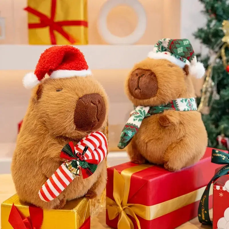 Peluche de carpincho navideño de 25 cm
