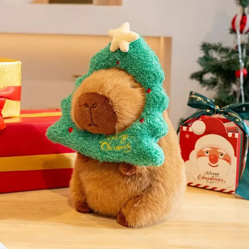 Peluche de carpincho navideño de 25 cm