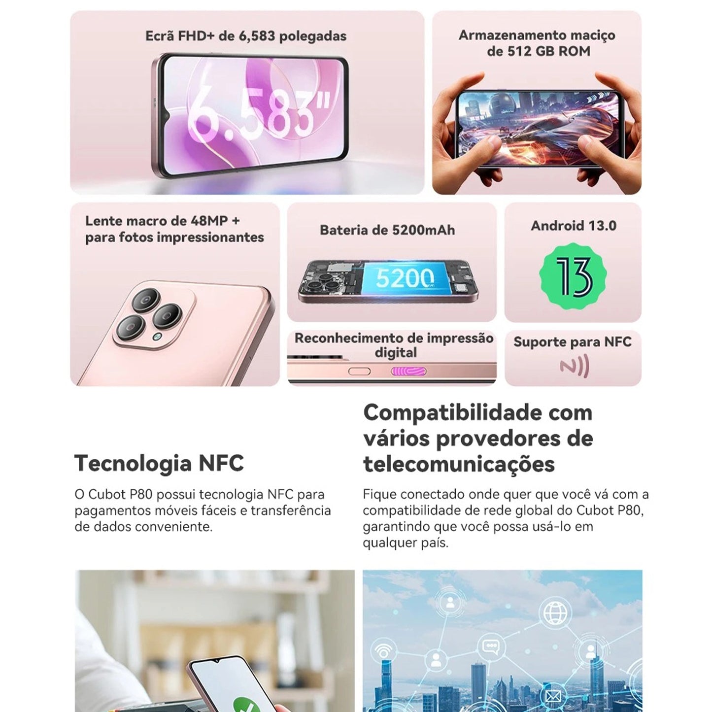 Teléfono inteligente P80 (16 GB de RAM)