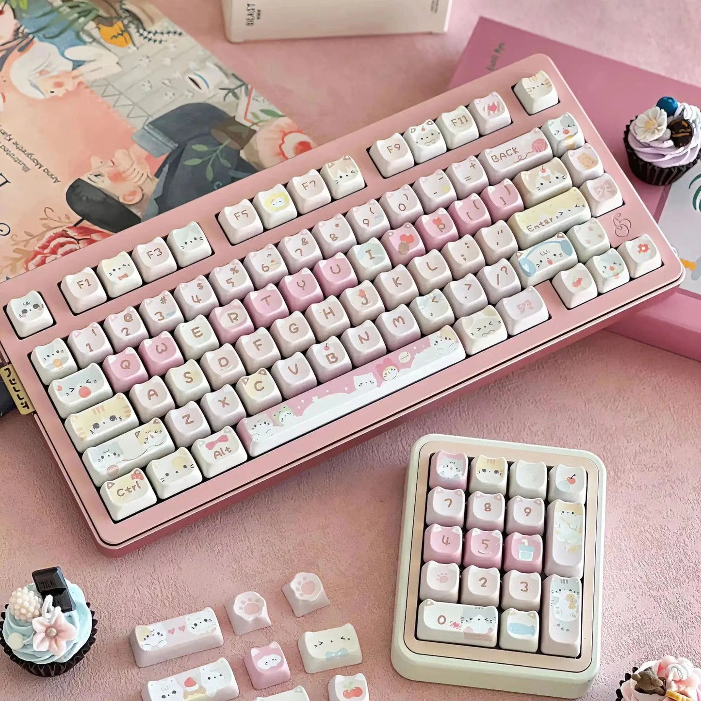 "Cute Meow" Keycap Set