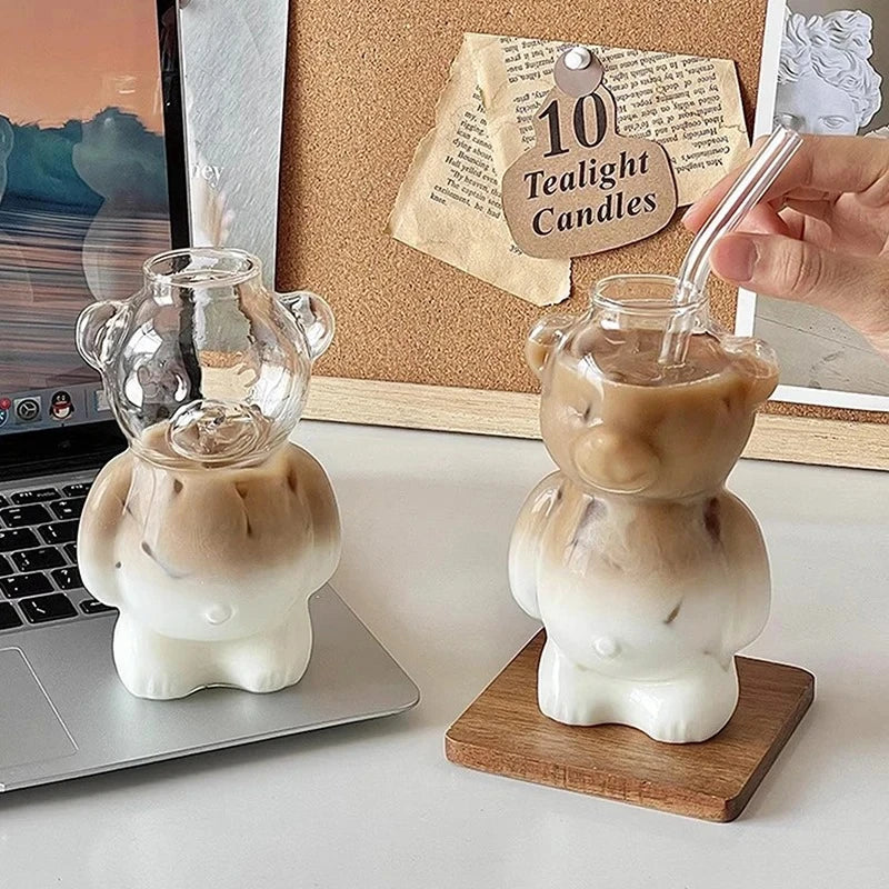 Glass Teddy Bear Cup