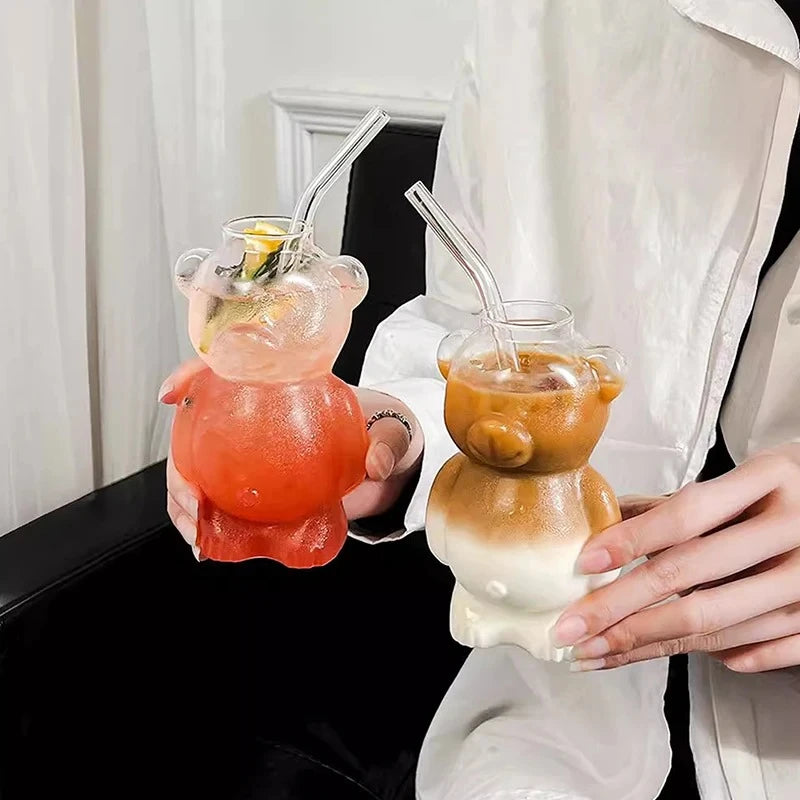 Glass Teddy Bear Cup