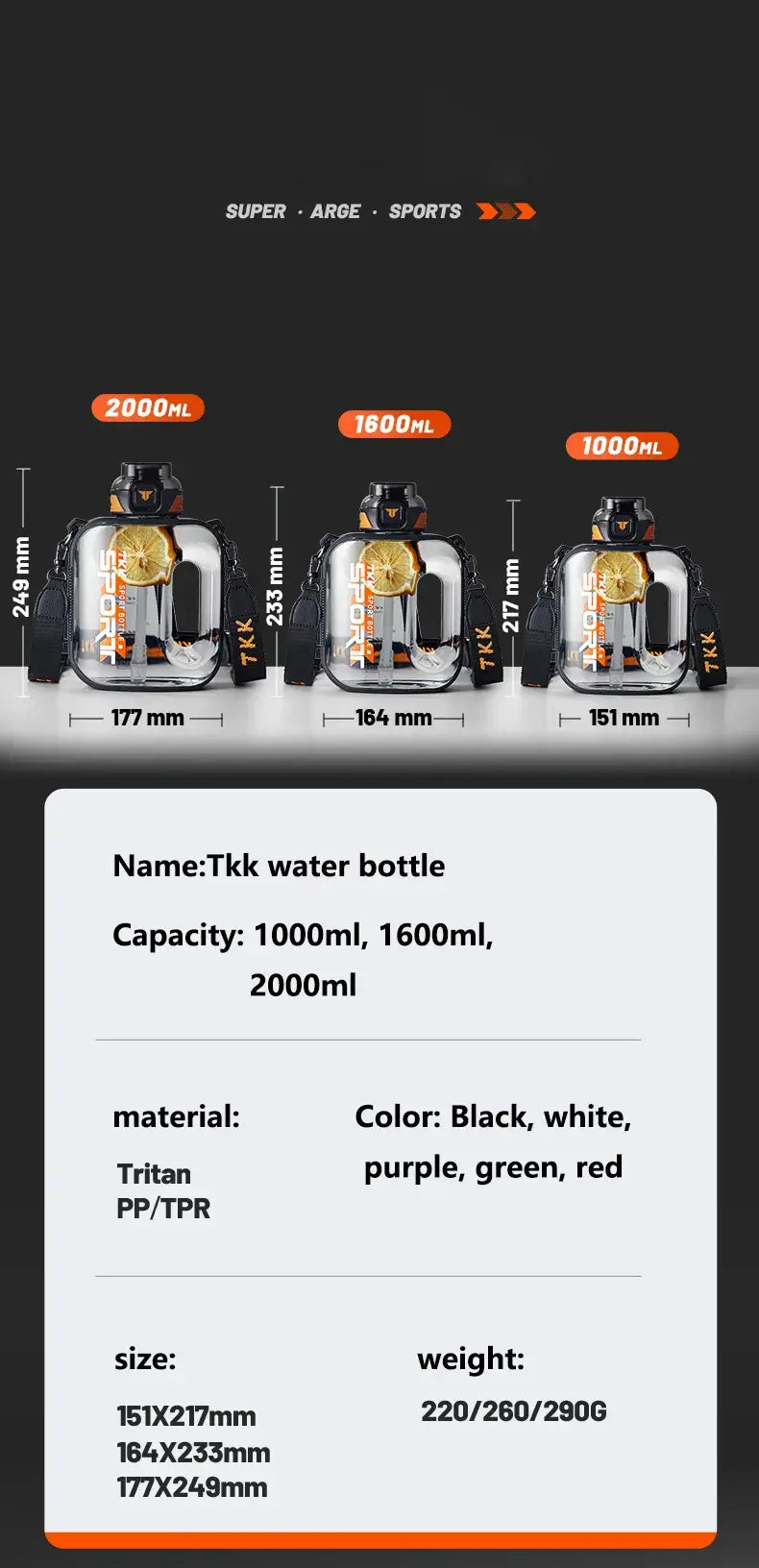 Tritan Bottle 1000-2100ml
