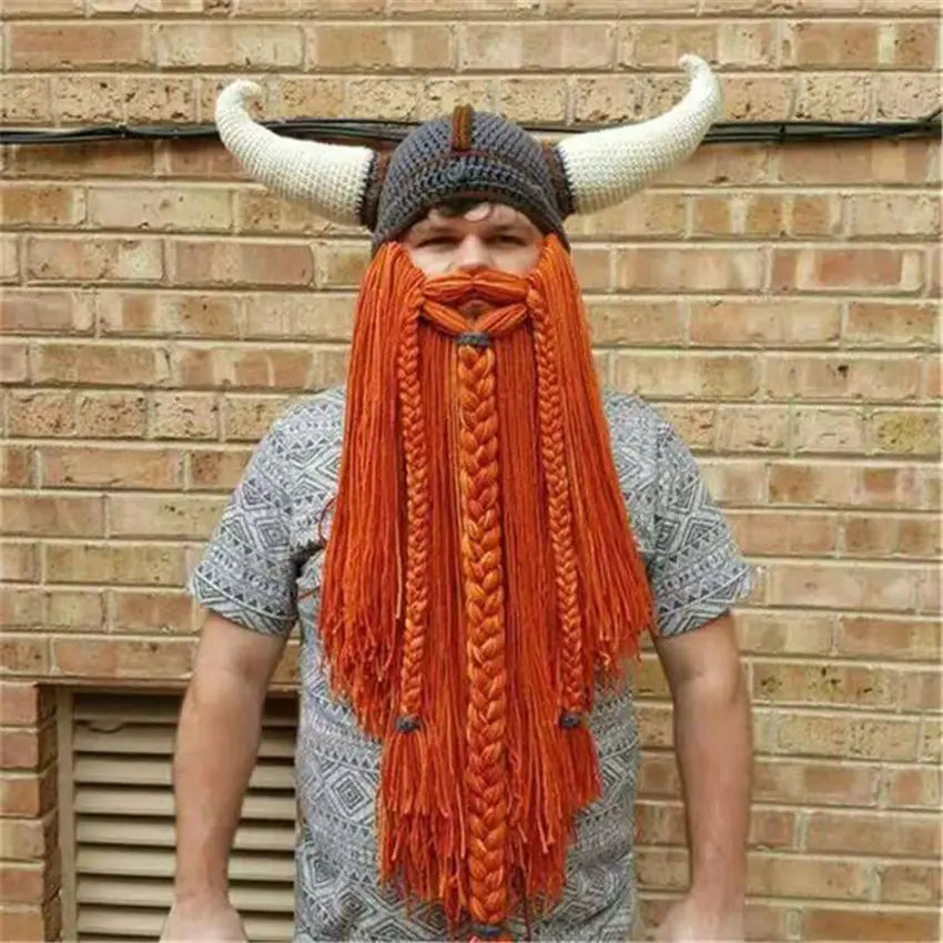 Gorro Viking com Barba e Chifres