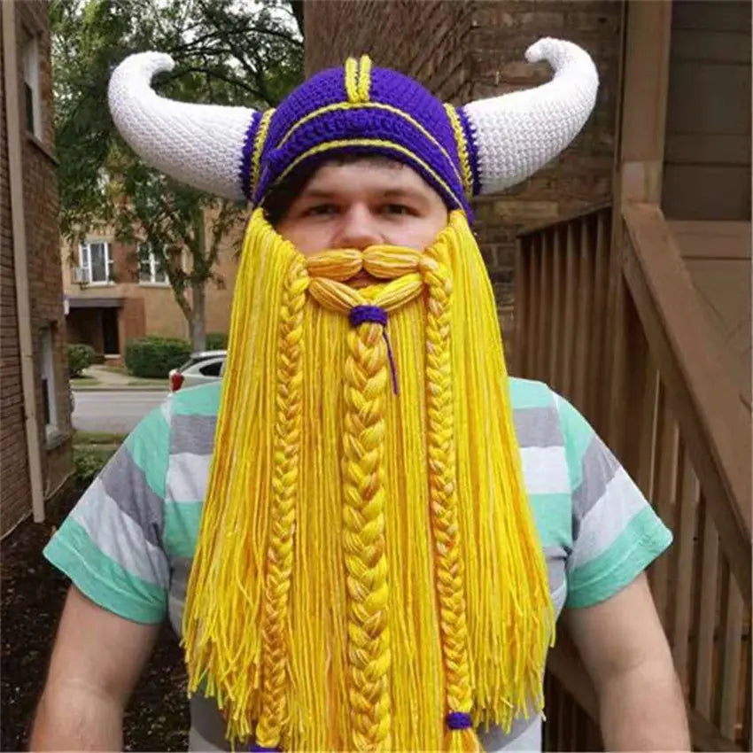 Gorro Viking com Barba e Chifres