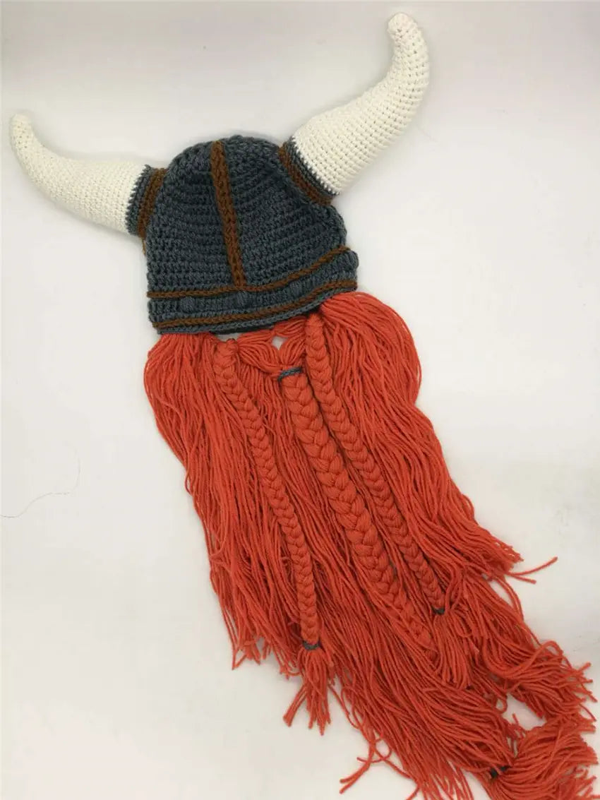 Gorro Viking com Barba e Chifres