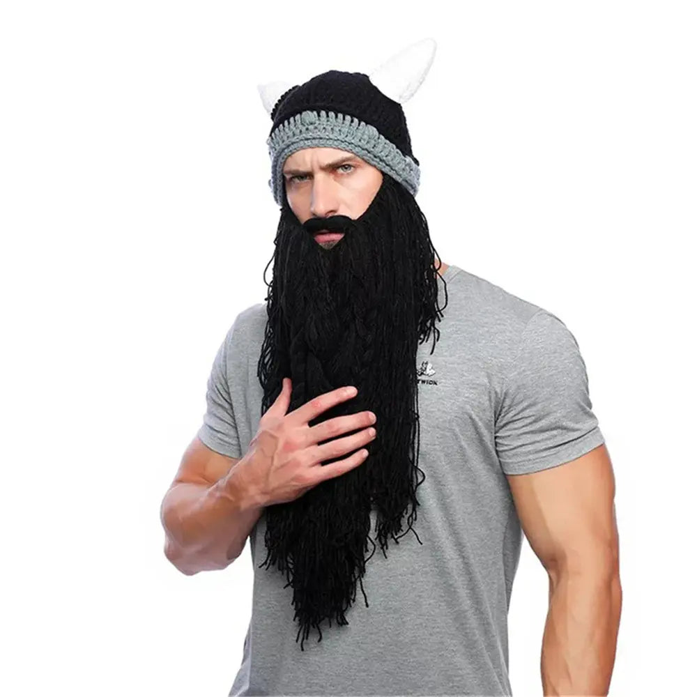 Gorro Viking com Barba e Chifres