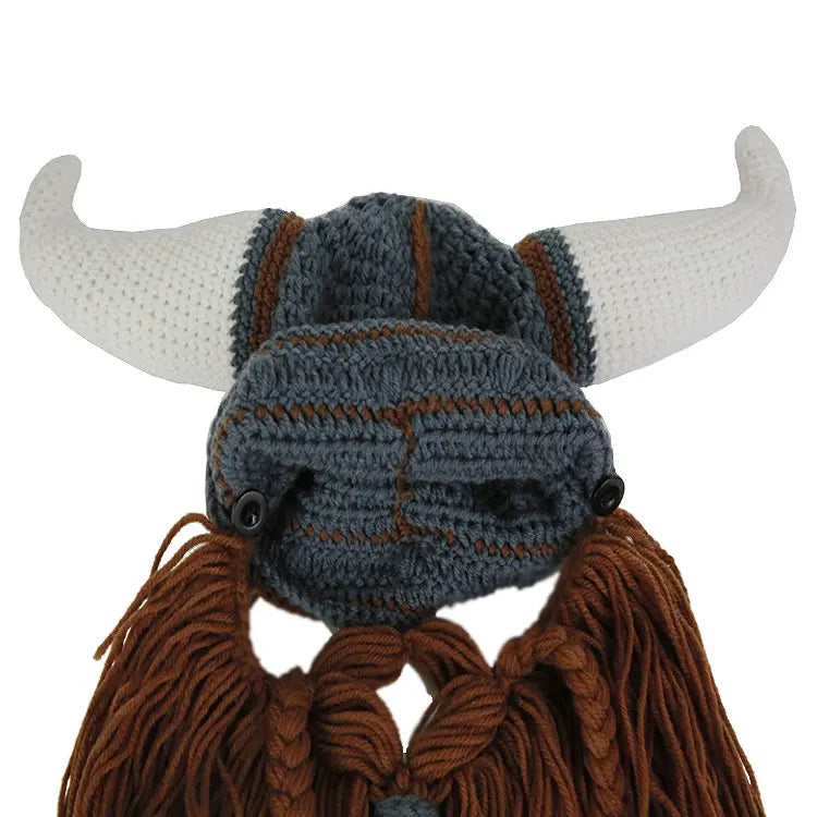 Gorro Viking com Barba e Chifres