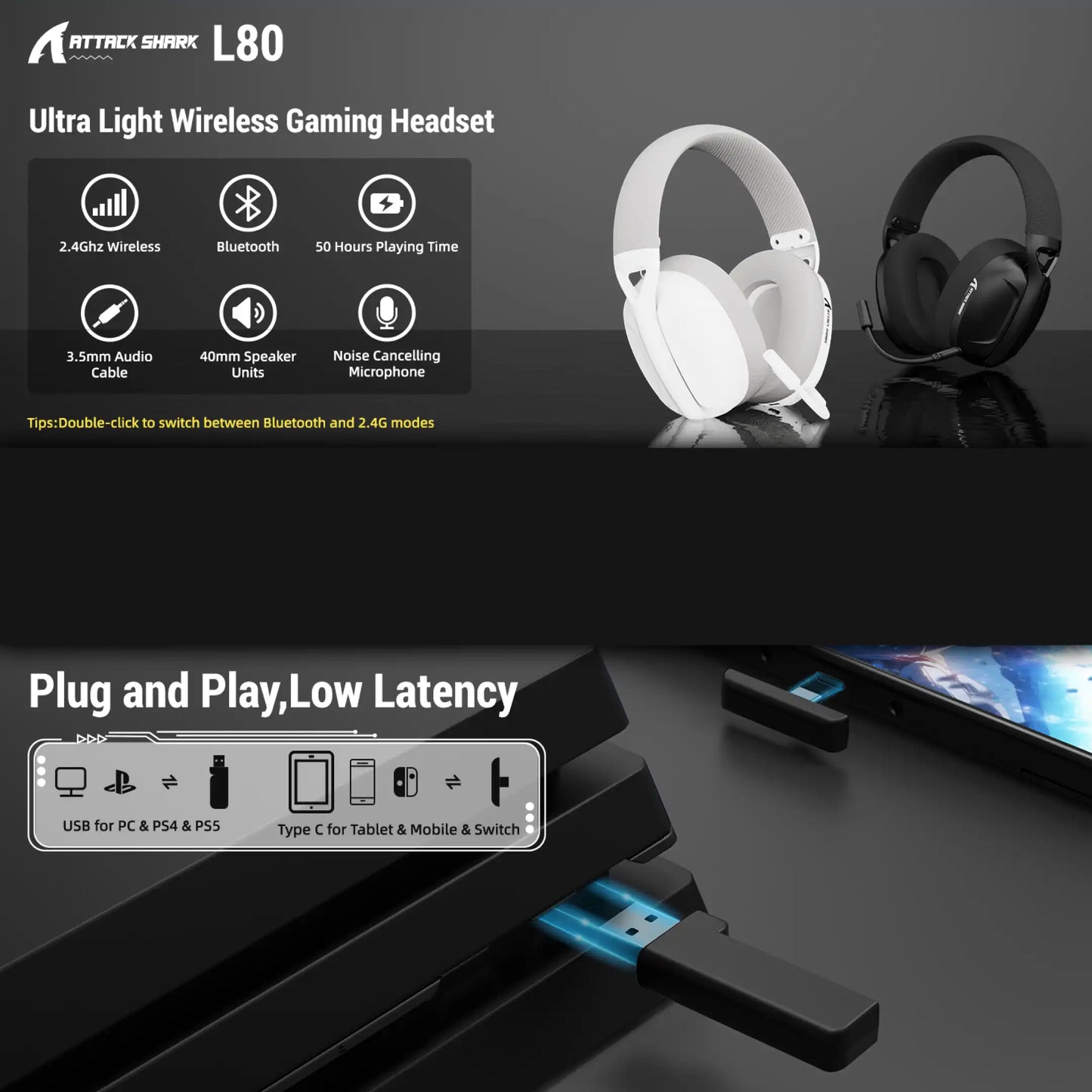 Headset L80 (Sem Fio)