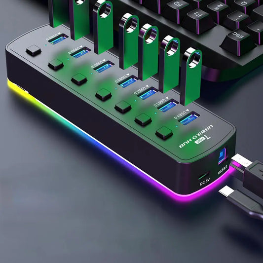 Concentrador de transferencia USB de 7 puertos (RGB)