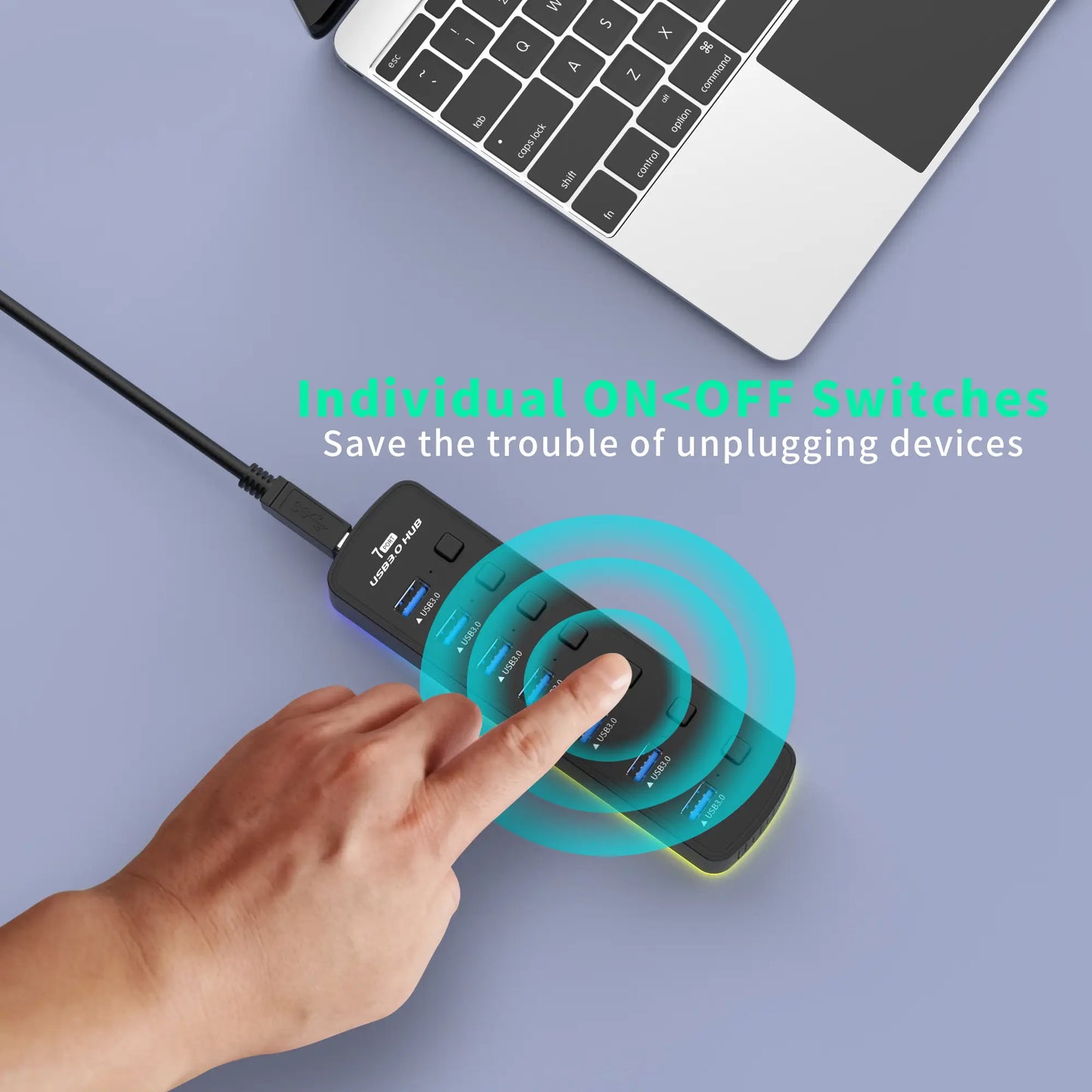 Hub de Transferência USB 7 Portas (RGB)
