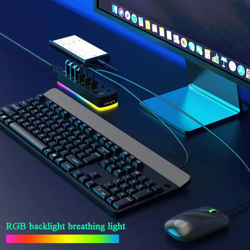 Hub de Transferência USB 7 Portas (RGB)