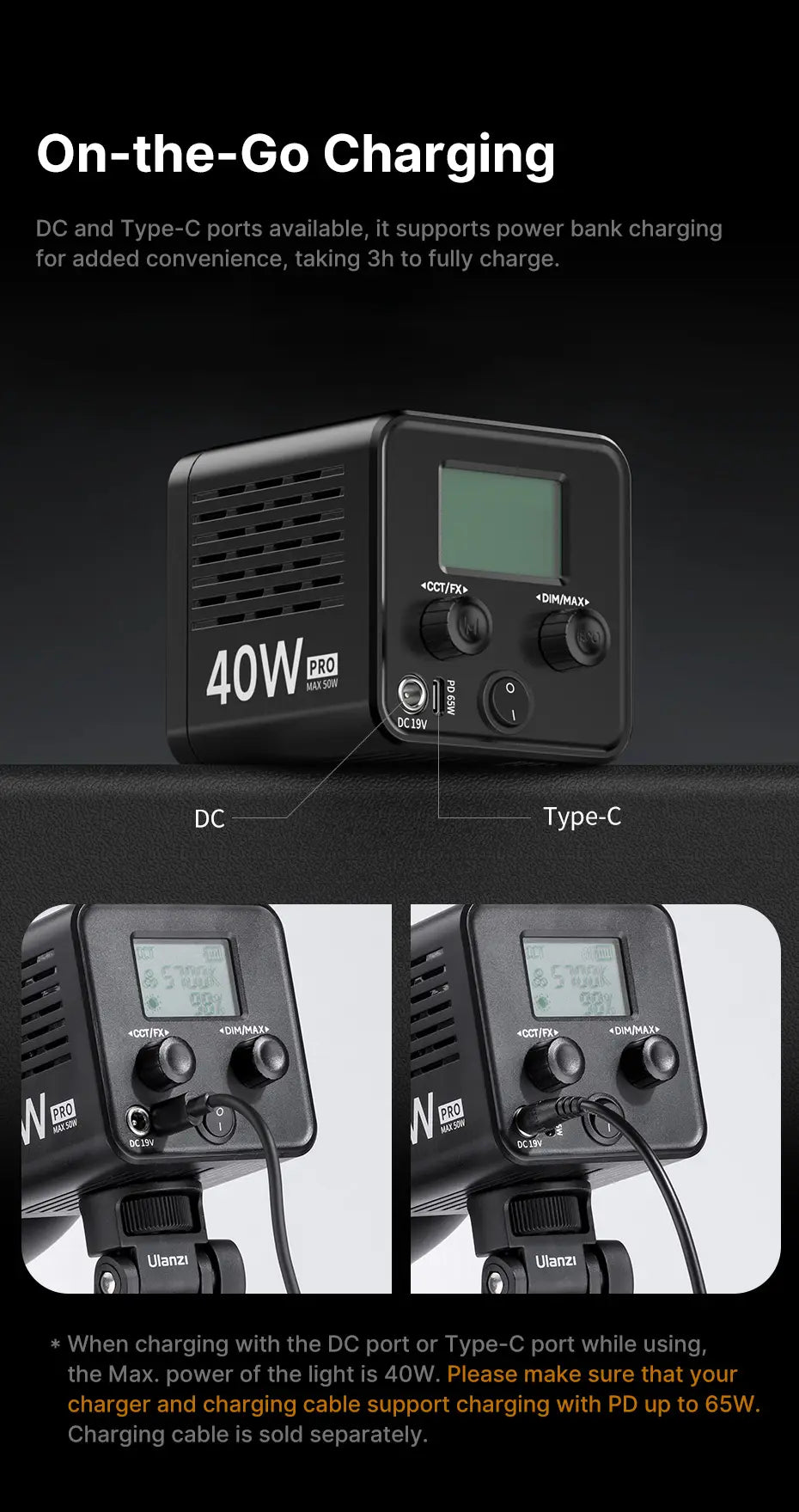Iluminação L023 40W Pro (2500-6500K)