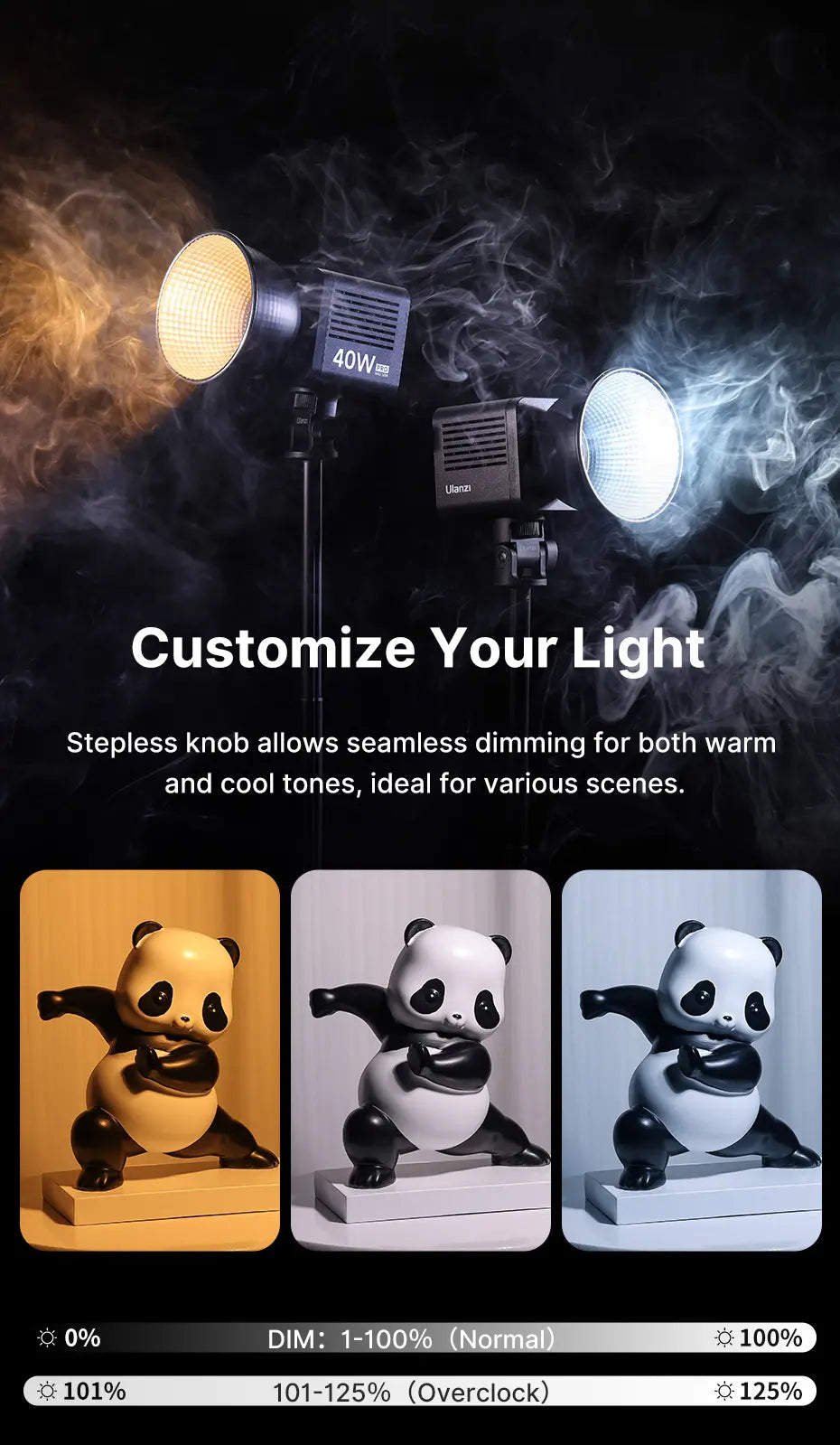 Iluminação L023 40W Pro (2500-6500K)