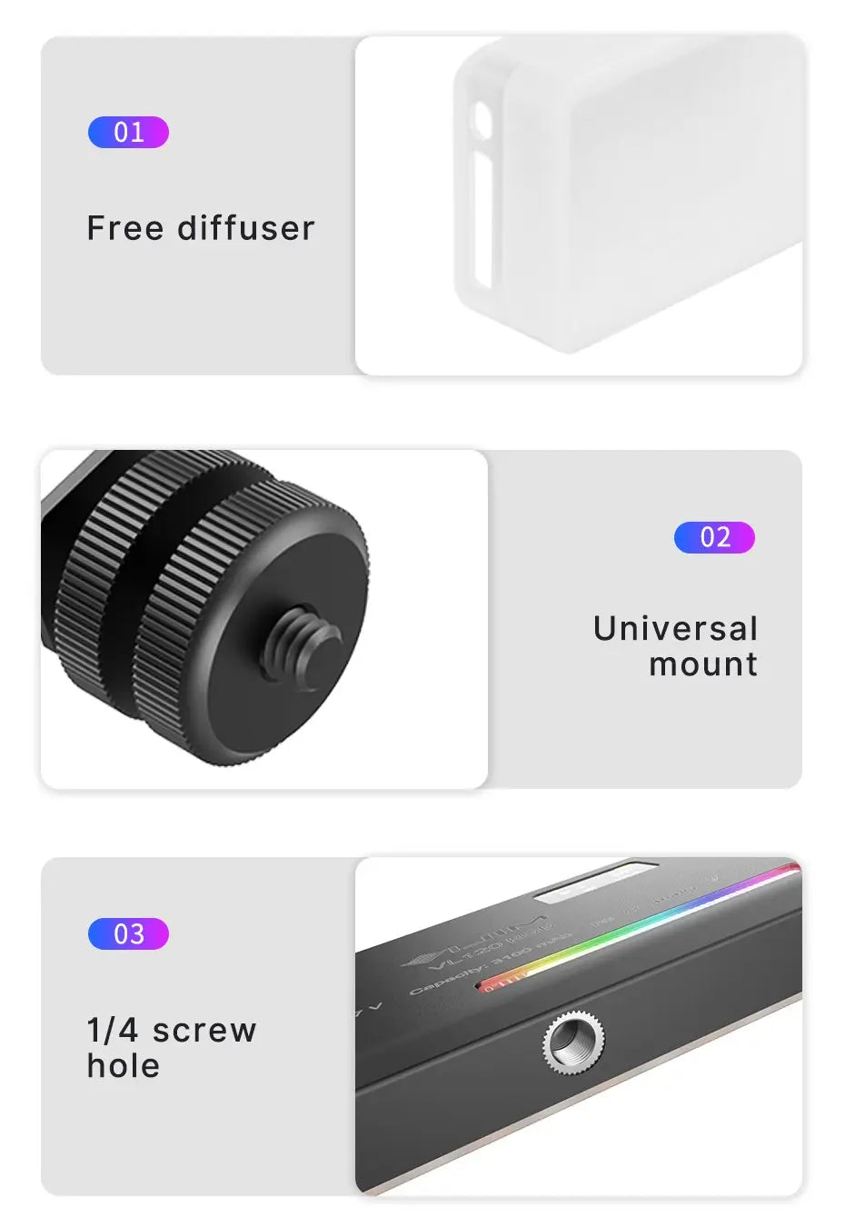 Iluminação VL120 RGB (2500-8500K)