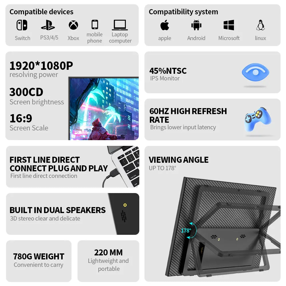 Monitor Portátil FB16 60hz