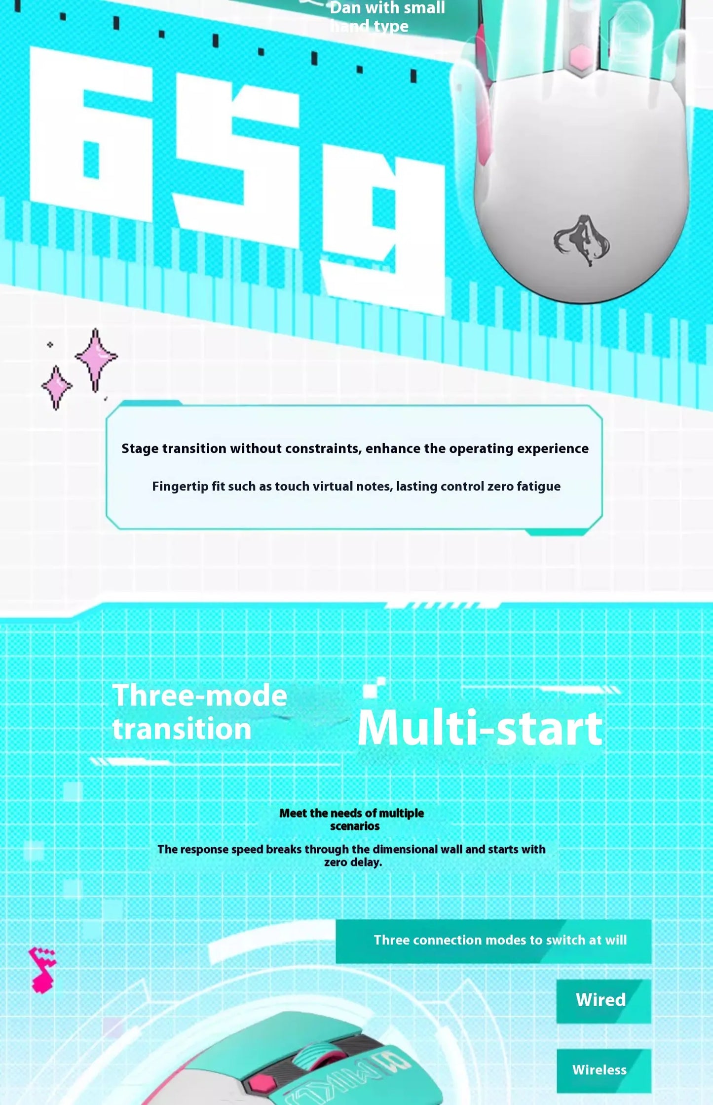 Mouse TUF Gaming Mini Wireless - Edição Limitada Hatsune Miku