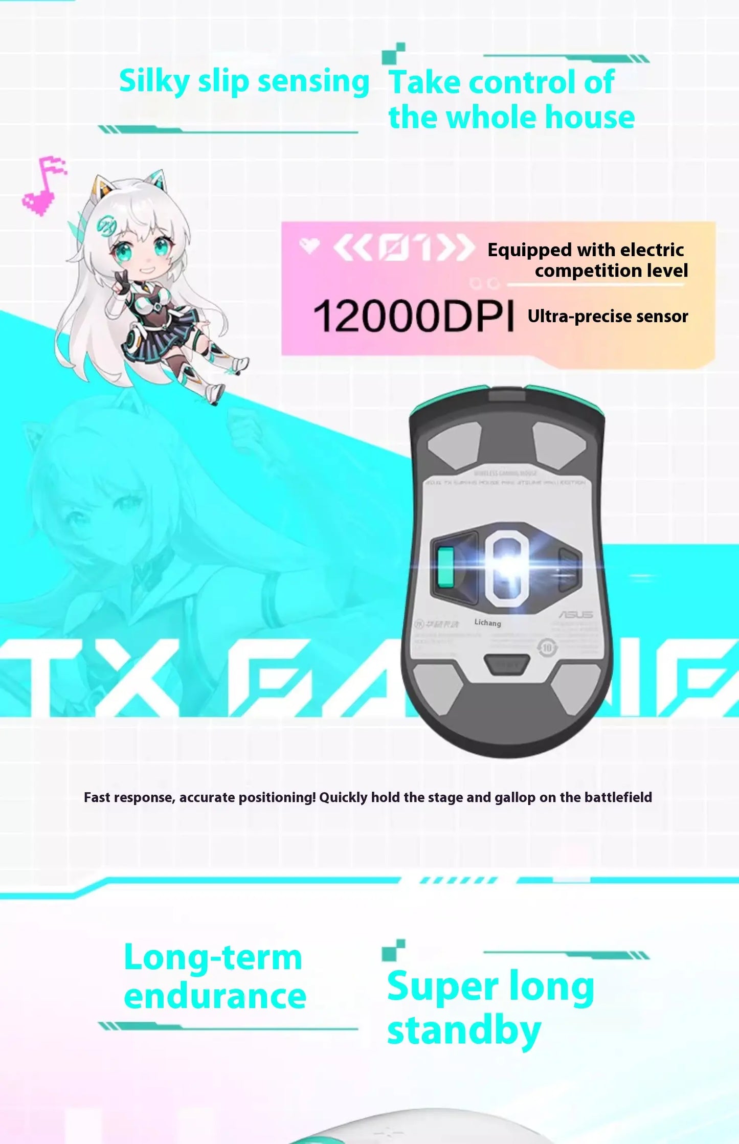 Mouse TUF Gaming Mini Wireless - Edição Limitada Hatsune Miku