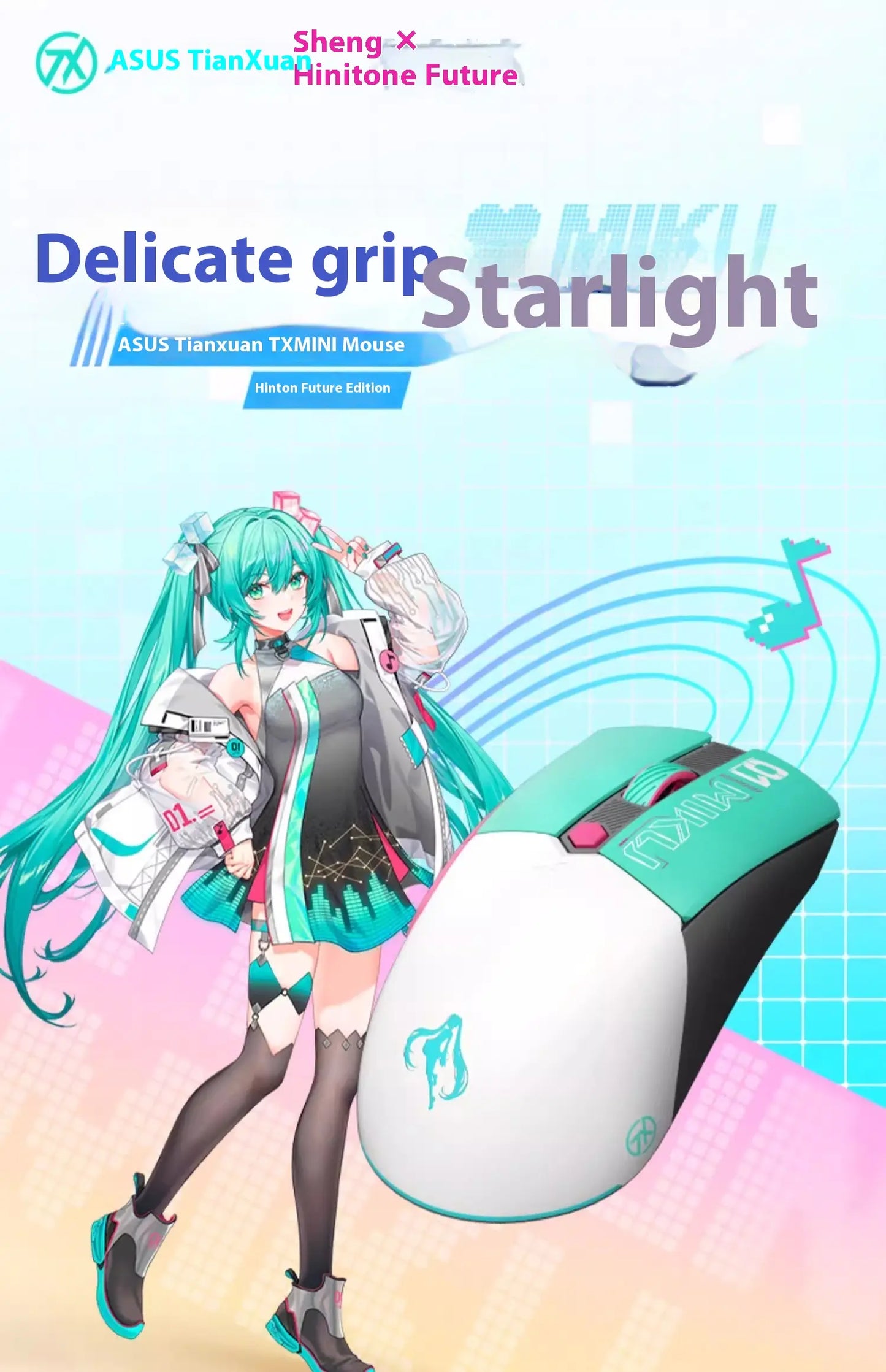 Mouse TUF Gaming Mini Wireless - Edição Limitada Hatsune Miku