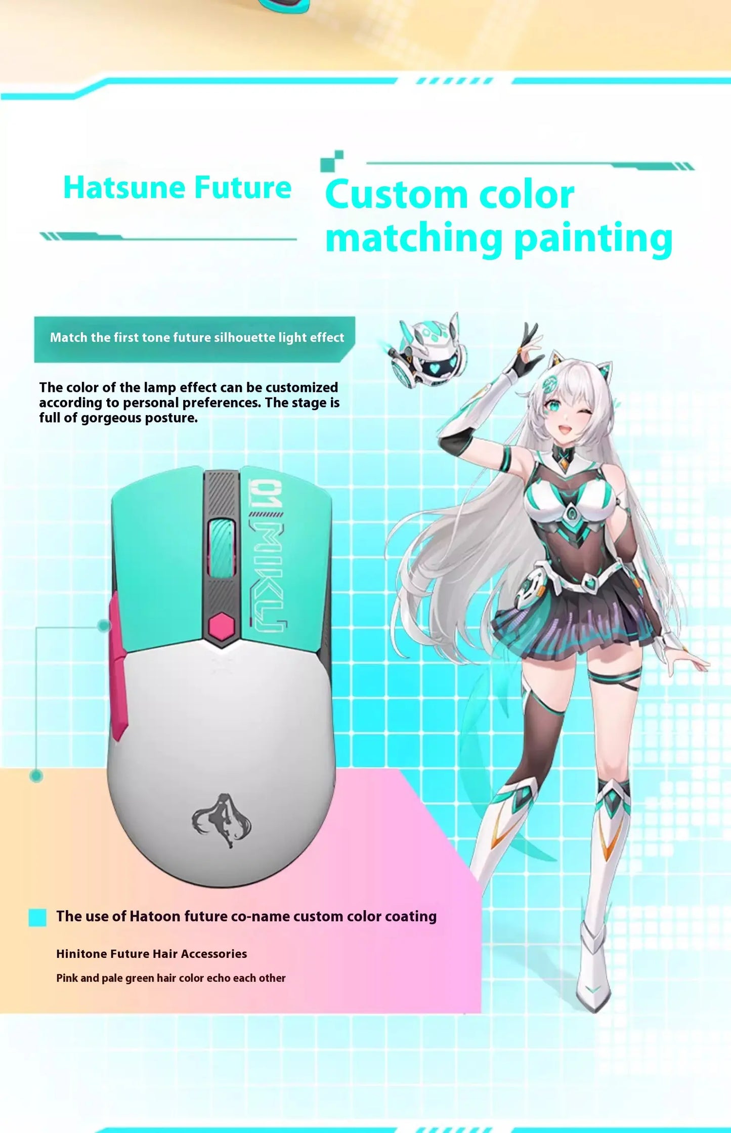 Mouse TUF Gaming Mini Wireless - Edição Limitada Hatsune Miku