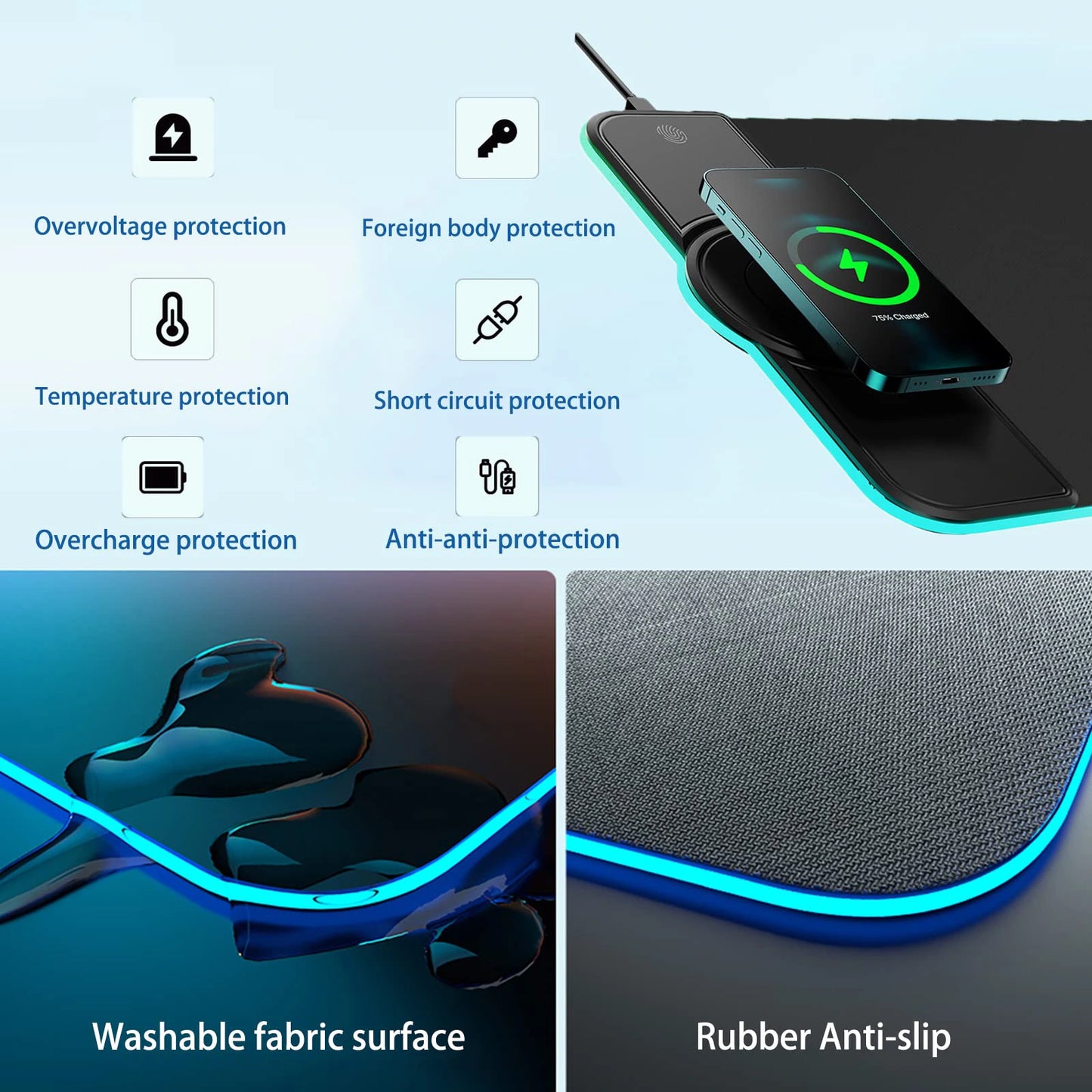 MousePad Wireless QI-15W RGB