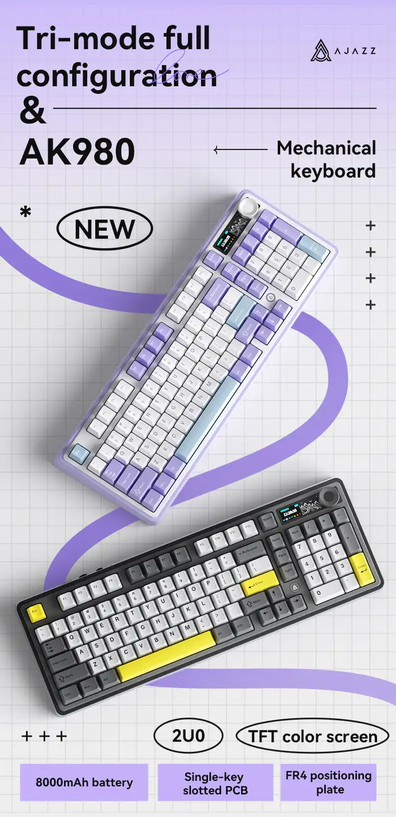 Teclado mecánico AK980 Pro (inalámbrico de 2,4 Ghz)