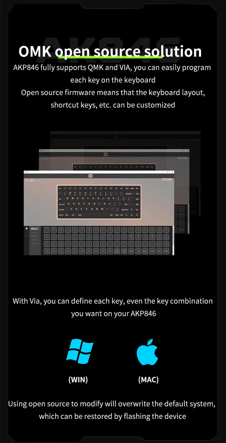 AKP848 Mechanical Keyboard (10.1-Inch Display)