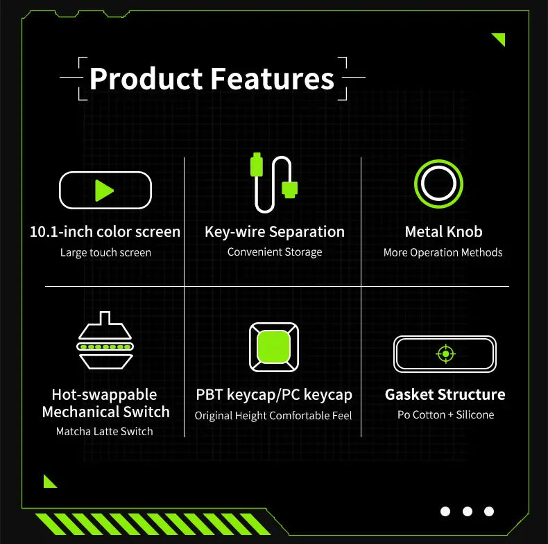 AKP848 Mechanical Keyboard (10.1-Inch Display)