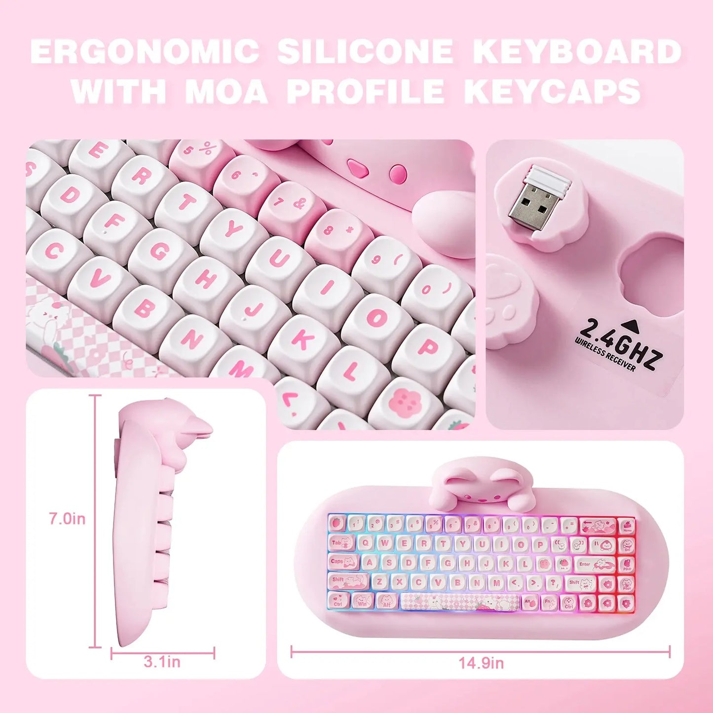 Teclado mecánico C68 (inalámbrico de 2,4 Ghz)
