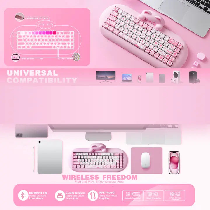 Teclado mecánico C68 (inalámbrico de 2,4 Ghz)