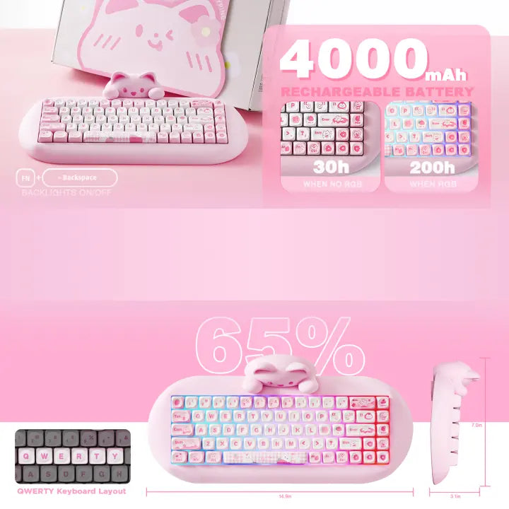 Teclado mecánico C68 (inalámbrico de 2,4 Ghz)