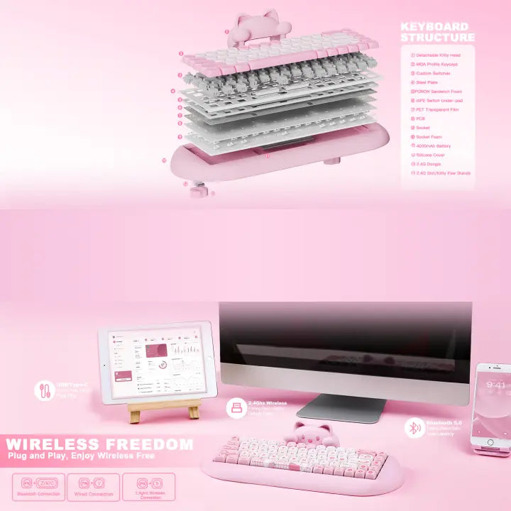Teclado mecánico C68 (inalámbrico de 2,4 Ghz)