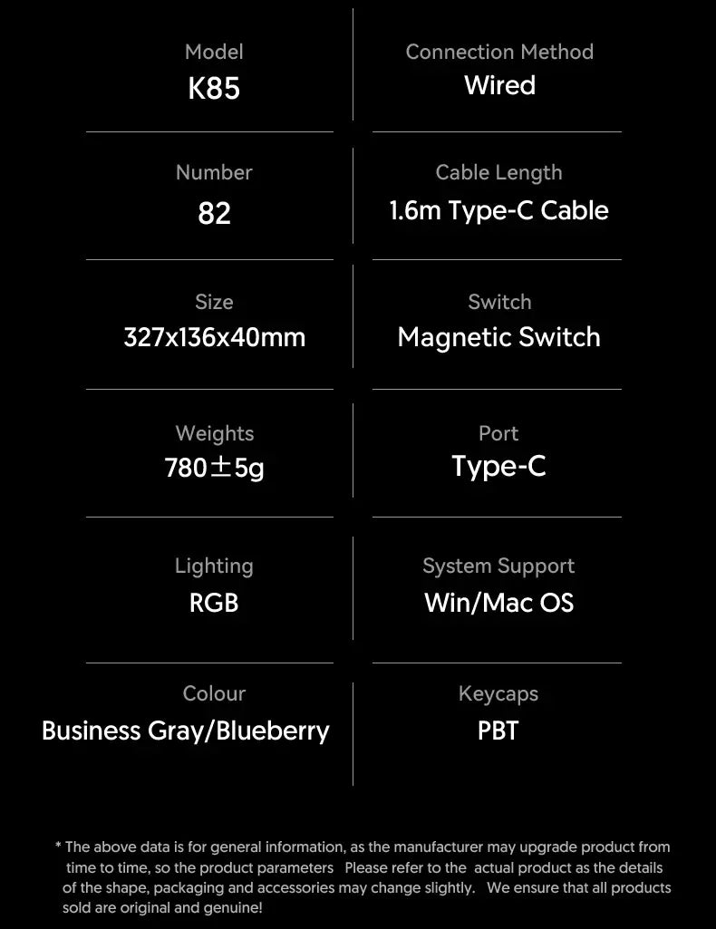 K85 Mechanical Keyboard (2.4Ghz Wireless)