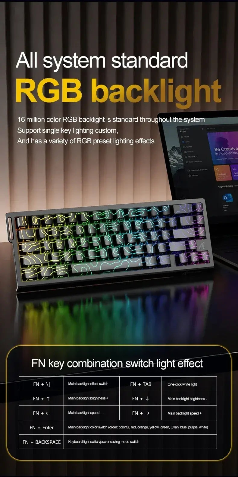 Teclado Mecânico X68HE (Sem Fio 2.4Ghz)