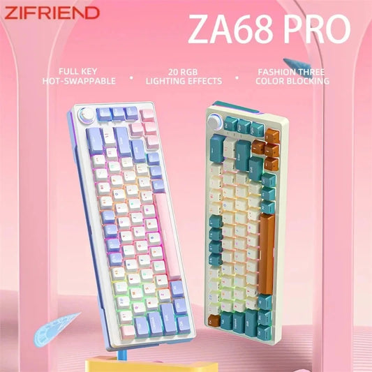 Teclado Mecânico ZA68 Pro (Sem Fio 2.4Ghz)
