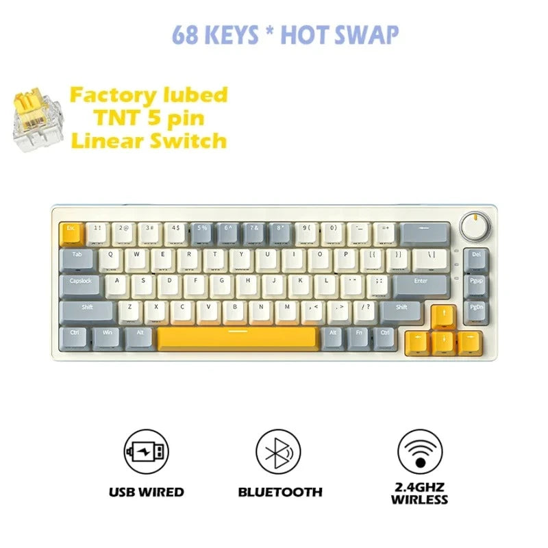 Teclado Mecânico ZA68 Pro (Sem Fio 2.4Ghz)